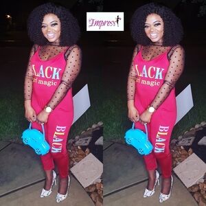 Red Jumpsuit "without" Black Mesh Sleeves